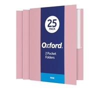 Oxford Twin-Pocket Folders, Textured Paper, Letter Size, Pink, Holds 100 Sheets, Box of 25 (57568EE)