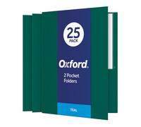 Oxford Twin-Pocket Folders, Textured Paper, Letter Size, Teal, Holds 100 Sheets, Box of 25 (57555)