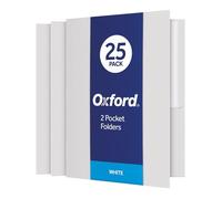 Oxford Twin-Pocket Folders, Textured Paper, Letter Size, White, Holds 100 Sheets, Box of 25 (57504EE)