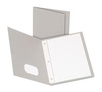 Oxford Two-Pocket Folders w/Fasteners, Gray, Letter Size, 25 per Box (57705)