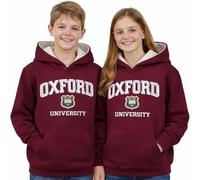 Oxford University Kids Hooded Sweatshirt, Maroon with Applique Embroidery & Woven Badge, Cotton Blend, Unisex for Boys & Girls, Ages 1-13 Years (UK, Age, 11 Years, 13 Years, Regular)