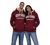 Oxford University Licensed Unisex Maroon Zipped Hoodie | Fleece Sweatshirt with Oxford Crest Embroidery | Sizes XS-XL (UK, Alpha, XL, Regular, Regular, Maroon)