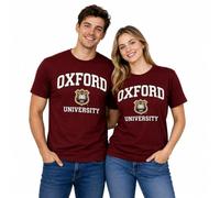 Oxford University Maroon T Shirt Unisex Graphic Tee | Premium Applique Embroidered Crest | 100% Cotton Varsity University Shirt for Men & Women | Sizes XS-2XL (UK, Alpha, S, Regular, Regular, Maroon)