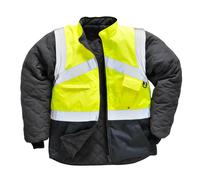 Oxford Weave 300D Class 1:2 Hi Vis 2-Tone Reversible Jacket Yellow / Navy 4XL