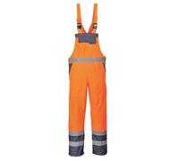Portwest S488 Men's Waterproof Hi Vis Breathable Contrast Rain Bib and Brace Orange/Navy, X-Large