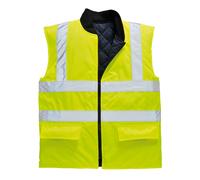 Oxford Weave 300D Class 2 Reversible Hi Vis Bodywarmer Yellow S