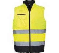 Portwest Hi-Vis Two Tone Bodywarmer, Size: M, Colour: Yellow/Navy, S267YNRM