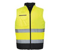 Oxford Weave 300D Class 2 Two Tone Hi Vis Bodywarmer Yellow / Navy 2XL