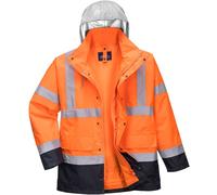 Oxford Weave 300D Class 3 Hi Vis 4-in-1 Traffic Jacket Orange / Navy L