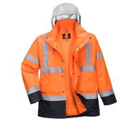 Portwest Hi-Vis 4-in-1 Contrast Traffic Jacket, Size: M, Colour: Orange/Navy, S471ONRM