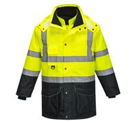 Oxford Weave 300D Class 3 Hi Vis 7-in-1 Contrast Traffic Jacket Yellow / Navy M
