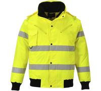 Portwest Hi-Vis 3-in-1 Bomber Jacket, Size: XL, Colour: Yellow, C467YERXL