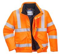 Portwest S463 Men's Hi-Vis Winter Bomber Jacket Waterproof Safety Cold Protection EN342 Certified Reflective Tape Texpel Eco Fabric Multiple Pockets Pack Away Hood, Orange, 4XL