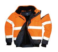 Portwest C465 Hi-Vis 3-in-1 Contrast Bomber Jacket Orange/Navy, Medium