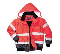 Oxford Weave 300D Class 3 Hi Vis Contrast BomberJacket Red / Navy 2XL