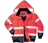 Portwest C465 Hi-Vis 3-in-1 Contrast Bomber Jacket Red/Navy, Medium