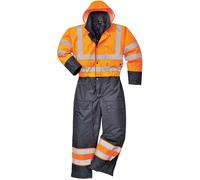 Portwest Hi-Vis Contrast Coverall - Orange And Navy Winter Lined Suit L