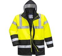 Portwest S466 Men's Waterproof Hi Vis Traffic Jacket - Reflective Safety Coat Yellow/Black, 3X-Large