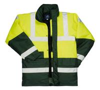 Oxford Weave 300D Class 3 Hi Vis Contrast Traffic Jacket Yellow / Green 2XL