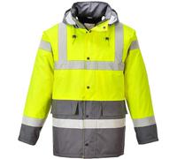 Portwest Hi Vis Waterproof Jacket - Hi Viz Lined Traffic Yellow Safety Coat S466