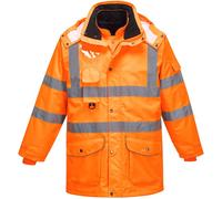 Oxford Weave 300D Class 3 Hi Vis GO/RT 7-in-1 Traffic Jacket Orange 5XL