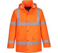 Portwest S460 Mens Hi Vis Winter Traffic Jacket Waterproof Reflective Bio Motion Workwear Coat Windproof Padded Insulated for Construction Road Traffic and Outdoor Work, Orange, 5XL