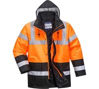 Oxford Weave 300D Class 3 Hi Vis Two Tone Traffic Jacket Orange / Black XL