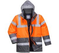 Oxford Weave 300D Class 3 Hi Vis Two Tone Traffic Jacket Orange / Grey XL