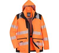 Oxford Weave 300D Class 3 PW3 Hi Vis 5 in 1 Jacket Orange / Black 2XL