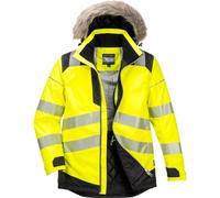 Oxford Weave 300D Class 3 PW3 Hi Vis Winter Parka Jacket Yellow / Black M