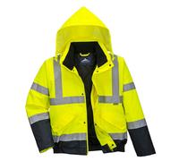Oxford Weave 300D Class 3 Two Tone Hi Vis Bomber Jacket Yellow / Navy 2XL