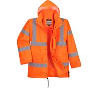 Oxford Weave 300D Hi Vis Breathable Interactive Rain Traffic Jacket Orange M