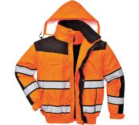 Portwest Hi-Vis Classic Bomber Jacket, Size: 4XL, Colour: Orange/Black, C466OBR4XL