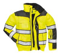 Oxford Weave 300D Hi Vis Classic Bomber Jacket Yellow / Black XS