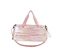 Oxford Zipper Top Handle Bag for Women's High Capacity Casual Handbag Pleated Travel(Pink)