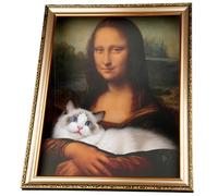 Oxfraki Mona Lisa Cat Bed Scratching Board - Pre-Assembled Frame, Easy Assembly, 3-in-1 Design, 3D Cat House Made of Environmentally Friendly Cardboard, Scratching Surface, Home Accessory, Pet Gift