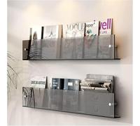 OXFUZZ Acrylic Brochure Holder Wall Mounted Floating Bookshelf Magazine Rack Adjustable Hanging Magazine Holder for Office, Waiting Room, Church, Cafe, Home Display (Color : Grey)