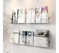 Acrylic Brochure Holder Wall Mounted Floating Bookshelf Magazine Rack Adjustable Hanging Magazine Holder for Office, Waiting Room, Church, Cafe, Home Display (Transparent)