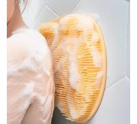 OXFUZZ Back Exfoliating Bath Wash Pad,Bathroom Back Scrubber Wall Mounted Suction Cup Silicone Back Exfoliator Foot Massage Pad for Shower Non-Slip Mat Cleaning Brush (Orange)