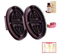 OXFUZZ Meridian Massage Brush, 2pcs Brown, Professional Custom Beauty Salon Meridian Brush, Stress Relief, Cellulite Reduction, Improved Blood Circulation