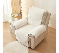 OXFUZZ Recliner Chair Covers Sherpa Fleece Soft Warm Sofa Slipcover Furniture Protector Non-Slip Washable Reclining Chair Cover for Kids, Pets (Cream,22"x82")