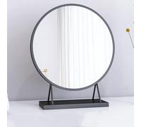Table mirror,Countertop mirror,Tabletop vanity mirror,Round mirror makeup mirror,Bathroom dormitory vanity mirror,Shaving vanity mirror with stand hd mirror freestanding(Color:Black)