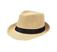 Dylandy Straw Hat Beach Hat Jazz Cap Fedora Hat for Men Trilby Hat Sun Hats for Men UV Protection Wide Brimmed Hat Men Sun Protection Hats Panama Summer Outdoor Beach Straw Cap(Cream Color)