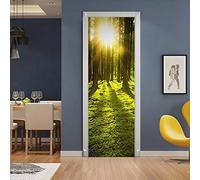 oxiang 3D Door Sticker Forest Self-Adhesive Mural Home Decoration Wall Stickers Bedroom Living Room Removable Poster Art Stickers-95x215cm