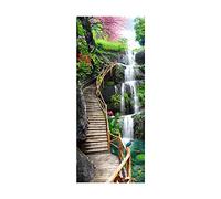 oxiang Door Stickers For Interior Doors 3d Fence Waterfall Self-Adhesive Mural Home Decoration Art Decal Bedroom Living Room Removable Poster Door Sticker-77x200cm