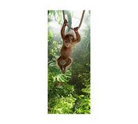 oxiang Door Stickers For Interior Doors 3d Forest Monkey Park Self-Adhesive Mural Home Decoration Art Decal Bedroom Living Room Removable Poster Door Sticker-77x200cm