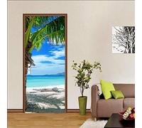 oxiang Door Stickers For Interior Doors 3ds Beach Seascape Self-Adhesive Murals Home Decoration Wall Stickers Art Stickers Bedroom Living Room Removable Poster Door Sticker-95x215cm