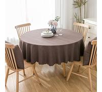 oxiang Round Tablecloth Cotton And Linen Solid Color Antifouling Cover Outdoor Dining Table Cloth,160cm,brown