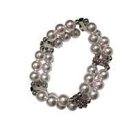 Oxidation Resistance Simulated Pearl Double Layer Cross Charm Elastic Chain Jewelry Pearl Cross, フリーサイズ