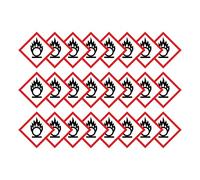 Oxidising Agent Warning Hazard Diamond Multi Pack 100mm x 100mm Strong Adhesive Vinyl Stickers for Safety (24)